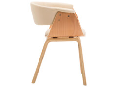  Jídelní židle krémová ohýbané dřevo a umělá kůže