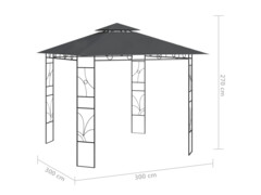 Altán 3 x 3 x 2,7 m antracitový 160 g/m²