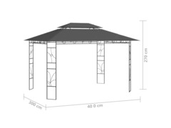 Altán 4 x 3 x 2,7 m antracitový 160 g/m²