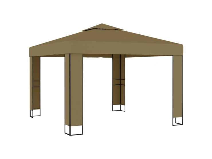 Altán s dvojitou střechou 3 x 3 x 2,7 m taupe 180 g/m²