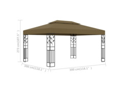 Altán s dvojitou střechou 3 x 4 m taupe 180 g/m²