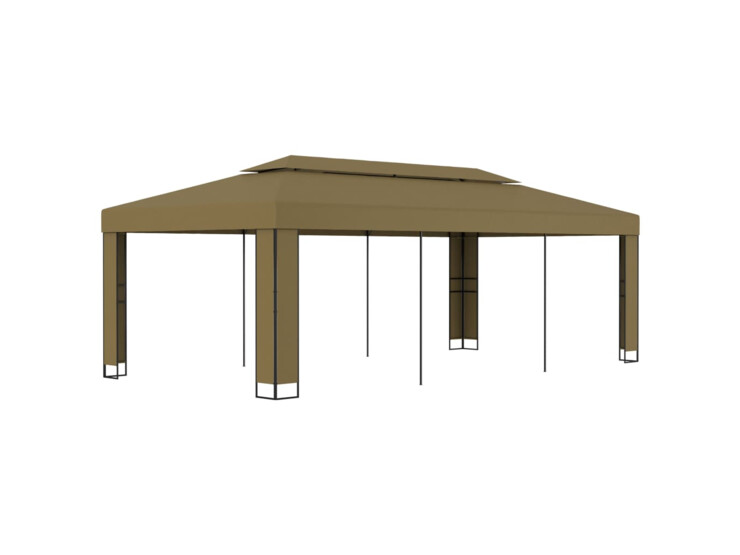 Altán s dvojitou střechou 3 x 6 m taupe 180 g/m²