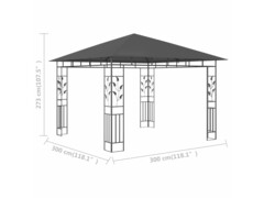 Altán s moskytiérou 3 x 3 x 2,73 m antracitový 180 g/m²