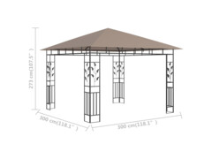 Altán s moskytiérou 3 x 3 x 2,73 m taupe 180 g/m²