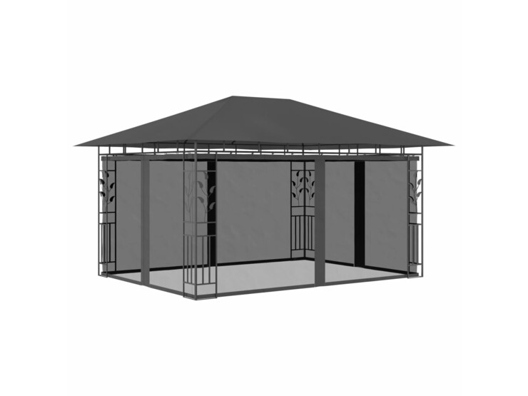 Altán s moskytiérou 4 x 3 x 2,73 m antracitový 180 g/m²