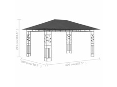 Altán s moskytiérou 4 x 3 x 2,73 m antracitový 180 g/m²