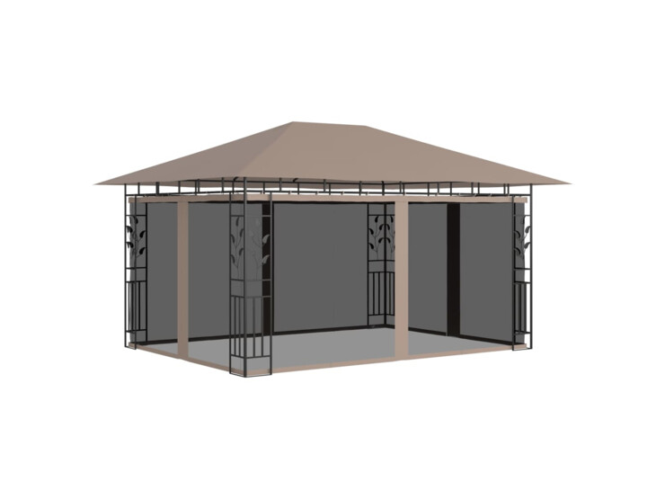 Altán s moskytiérou 4 x 3 x 2,73 m taupe 180 g/m²