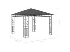 Altán s moskytiérou a světelné LED řetězy 3x3x2,73m antracitový
