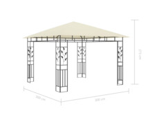 Altán s moskytiérou a světelnými LED řetězy 3x3x2,73 m krémový