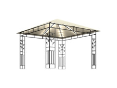Altán s moskytiérou a světelnými LED řetězy 3x3x2,73 m krémový