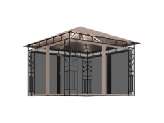 Altán s moskytiérou a světelnými LED řetězy 3x3x2,73 m taupe