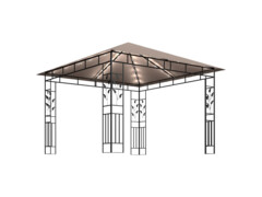 Altán s moskytiérou a světelnými LED řetězy 3x3x2,73 m taupe