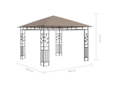Altán s moskytiérou a světelnými LED řetězy 3x3x2,73 m taupe