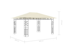 Altán s moskytiérou a světelnými LED řetězy 4x3x2,73 m krémový