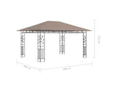 Altán s moskytiérou a světelnými LED řetězy 4x3x2,73 m taupe