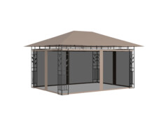 Altán s moskytiérou a světelnými LED řetězy 4x3x2,73 m taupe