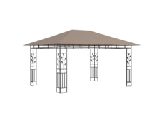 Altán s moskytiérou a světelnými LED řetězy 4x3x2,73 m taupe