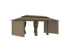 Altán se závěsy 600 x 298 x 270 cm taupe 180 g/m²