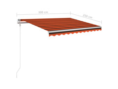 Automatická markýza LED a senzor větru 300x250 cm oranžovohnědá