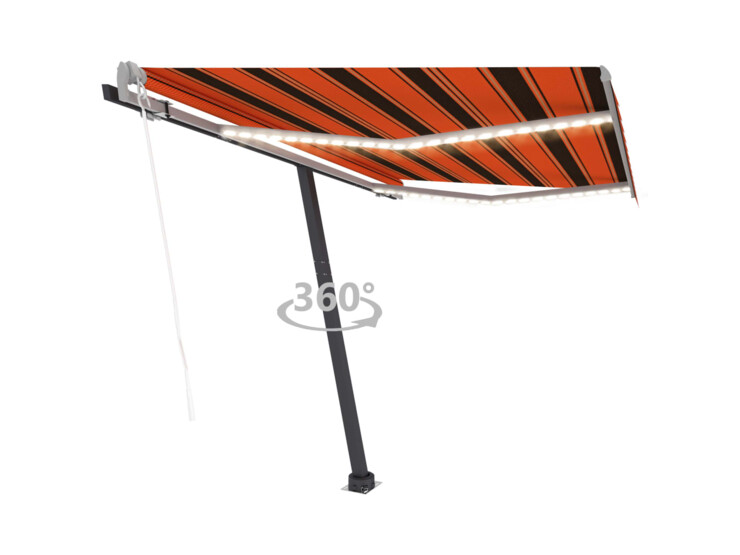 Automatická markýza LED a senzor větru 300x250 cm oranžovohnědá