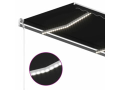 Automatická markýza LED a senzor větru 350 x 250 cm antracitová