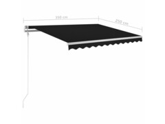 Automatická markýza LED a senzor větru 350 x 250 cm antracitová