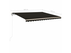 Automatická markýza LED a senzor větru 400 x 350 cm antracitová