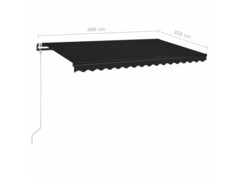 Automatická markýza LED a senzor větru 400 x 350 cm antracitová