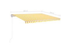 Automatická markýza LED a senzor větru 400 x 350 cm žlutobílá