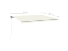 Automatická markýza LED a senzor větru 500 x 350 cm krémová