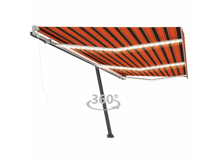 Automatická markýza LED a senzor větru 600x300 cm oranžovohnědá