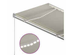 Automatická markýza s LED a senzorem větru 350 x 250 cm krémová