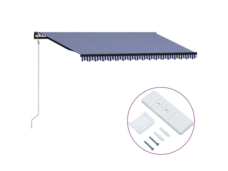 Automatická zatahovací markýza 400 x 300 cm modrobílá