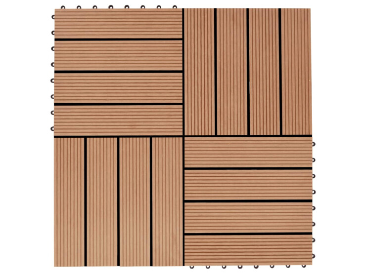 22 ks terasové dlaždice 30 x 30 cm 2 m² WPC barva teak