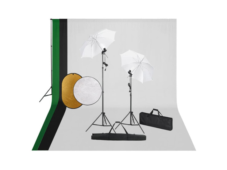 Foto studio set s lampami, pozadím a odraznou deskou