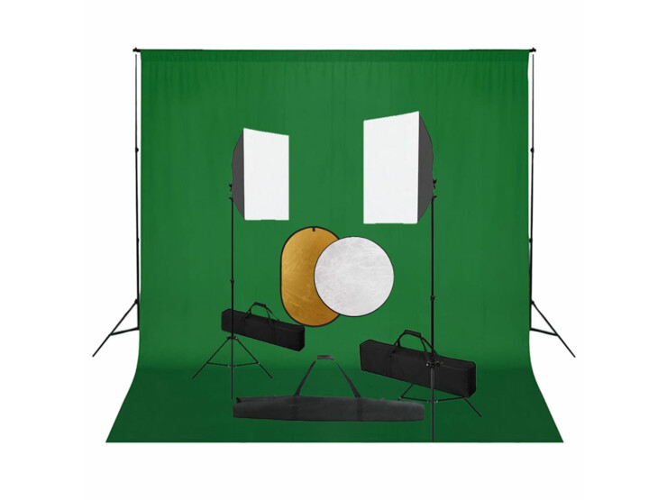 Foto studio set se softboxy, fotopozadím a odraznou deskou