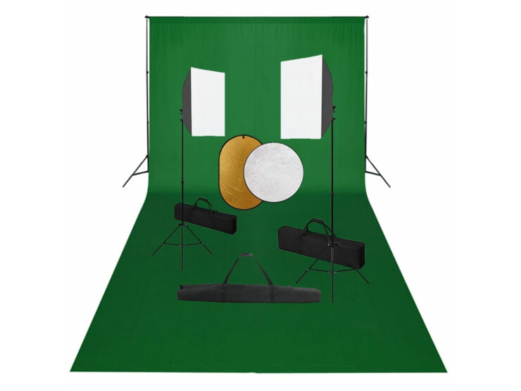 Foto studio set se softboxy, fotopozadím a odraznou deskou