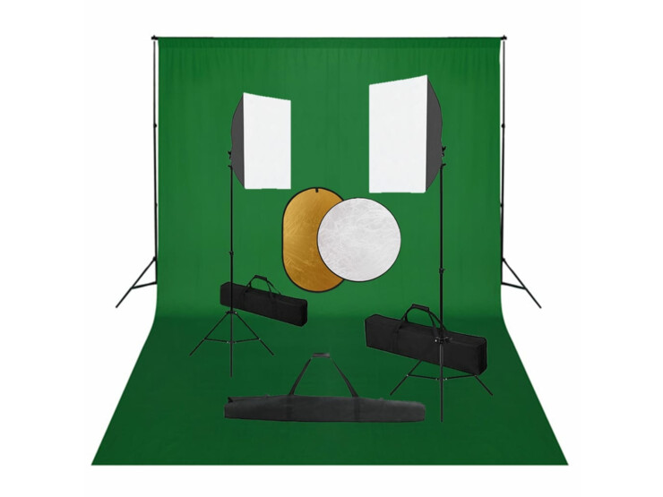 Foto studio set se softboxy, fotopozadím a reflektorem