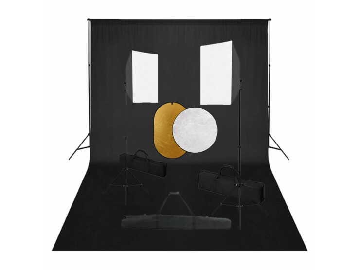 Foto studio set se softboxy, fotopozadím a reflektorem