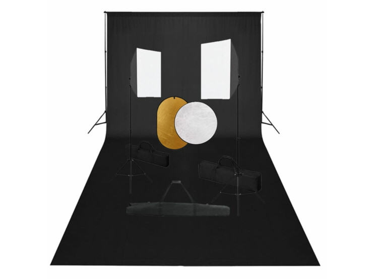 Foto studio set se softboxy, fotopozadím a reflektorem