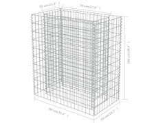 Gabionový vyvýšený záhon pozinkovaná ocel 90 x 50 x 100 cm