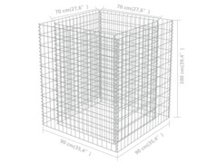 Gabionový vyvýšený záhon pozinkovaná ocel 90 x 90 x 100 cm