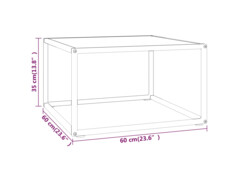 Konferenční stolek černý s bílým mramorovým sklem 60x60x35 cm