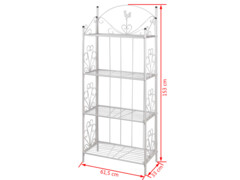Kovový stojan na květiny s policemi - 61,5 x 33 x 153 cm - bílý