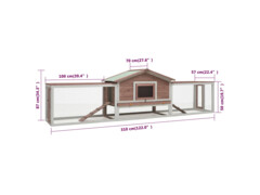 Králíkárna moka 303 x 60 x 86 cm masivní borové a jedlové dřevo