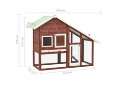 Králíkárna mokka a bílá 140x63x120 cm masivní jedlové dřevo
