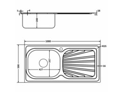 Kuchyňský dřez s odtokem stříbrný 1000x500x155 mm nerezová ocel