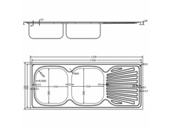 Kuchyňský dvojitý dřez stříbrný 1200x500x155 mm nerezová ocel