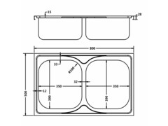 Kuchyňský dvojitý dřez stříbrný 800x500x155 mm nerezová ocel