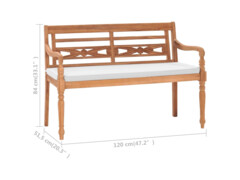 Lavice Batavia s poduškou 120 cm teak